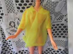 BARBIE YELLOW SHEER PEIGNOIR ROBE NO ROSETTES POSSIBLE 1841 NIGHT CLOUDS